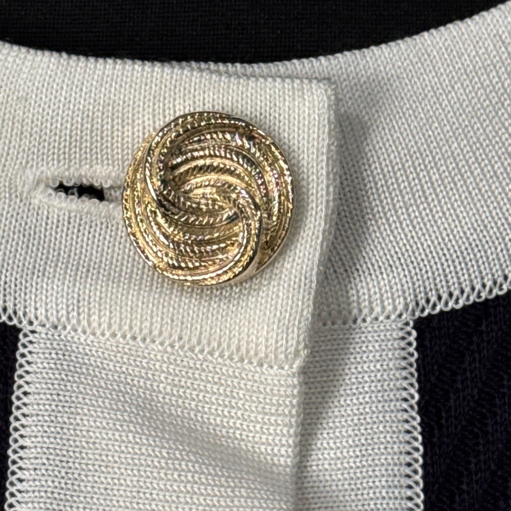 Misook NWOT Women’s Short Sleeve Cardigan in Navy|White-Size Small - Picture 3 of 10